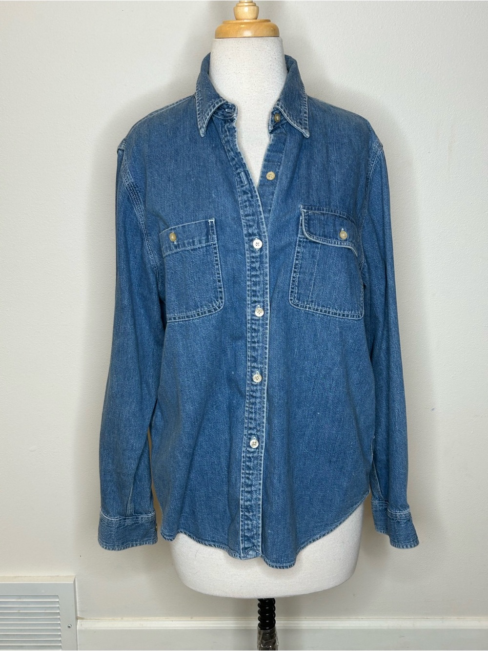 Ralph Lauren Jeans Co. Blue Denim Button Down Shirt Size L classic